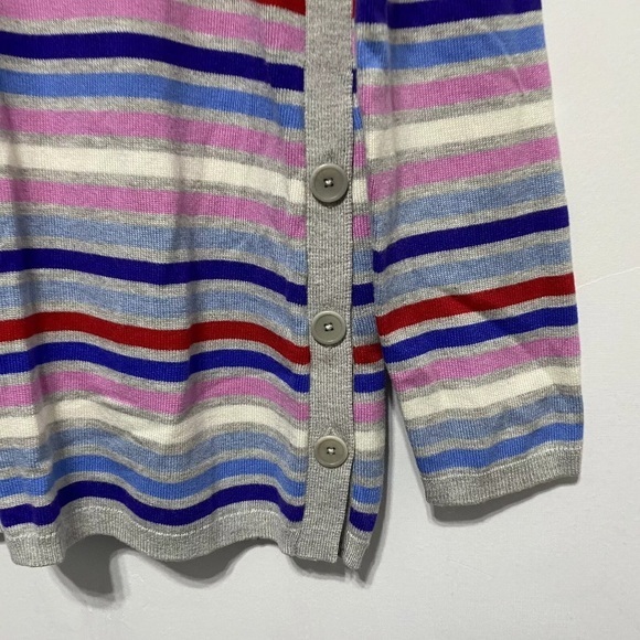 Talbots Sweater Womens M Gray Multicolor Stripe‎ Button Long Sleeve Pullover Top - Picture 5 of 10